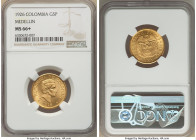 Republic gold 5 Pesos 1926 MS66+ NGC, Medellin (MFDFLLIN) mint, KM204. "Top-pop" at NGC census, with impeccable eye-appeal. AGW 0.2355 oz. 

HID098012...