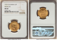 Republic gold 5 Pesos 1929 MS68 NGC, Medellin mint, KM204. Tied for NGC's "top pop" not just of the type, but the series. 

HID09801242017

© 2022 Her...