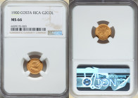 Republic gold 2 Colones 1900 MS66 NGC, Philadelphia mint, KM139. 

HID09801242017

© 2022 Heritage Auctions | All Rights Reserved