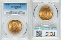 Republic gold 10 Pesos 1915 MS63 PCGS, Philadelphia mint, KM20. 

HID09801242017

© 2022 Heritage Auctions | All Rights Reserved