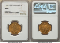 George III gold Guinea 1799 MS62 NGC, KM609, S-3729. A beautiful example of an iconic coin, this issue has warm orange tones which emphasize the stron...