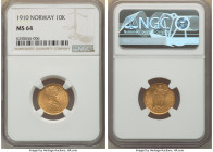 Haakon VII gold 10 Kroner 1910 MS64 NGC, Kongsberg mint, KM375. One year type. AGW 0.1296 oz. 

HID09801242017

© 2022 Heritage Auctions | All Rights ...