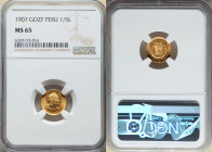 Republic gold 1/5 Libra 1907-GOZF MS65 NGC, Lima mint, KM210. Early date of series. 

HID09801242017

© 2022 Heritage Auctions | All Rights Reserved