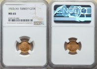 Republic gold 25 Kurush 1923 Year 41 (1974) MS65 NGC, Ankara mint, KM851. Bears the highest grade assigned by NGC. 

HID09801242017

© 2022 Heritage A...