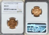 Republic gold 20 Bolivares 1912 MS65+ NGC, Paris mint, KM-Y32. 

HID09801242017

© 2022 Heritage Auctions | All Rights Reserved