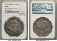 Peter I Rouble 1721-К XF40 NGC, Kadashevsky mint, KM157.5, Bit-454. Portrait with shoulder straps, crown above head. Well struck, with noticeable obve...