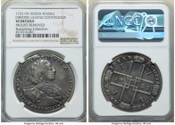 Peter I Rouble 1723-OК VF Details (Mount Removed) NGC, Red mint, KM162.3, Bit-872. Portrait with ermine mantle, rosette above head. A mount has been r...