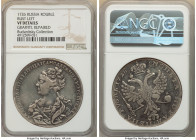 Catherine I Rouble 1726 VF Details (Graffiti, Repaired) NGC, Red mint, KM168, Bit-20. Moscow type, portrait to the left. 10 Feathers in eagle's wings,...