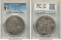 Peter II Rouble 1728 XF45 PCGS, Kadashevsky mint, KM182.2, Bit-57. Rayed star of order on breast. Dot in center of reverse. Nice gray patina, with bol...
