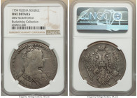 Anna Rouble 1734 Fine Details (Obverse Scratched) NGC, Kadashevsky mint, KM192.2, Bit-99 (R). Small head. Cross of crown parting legend. Five pearls i...