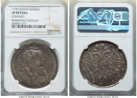 Anna Rouble 1735 XF Details (Cleaned) NGC, Kadashevsky mint, KM197, Diakov-122. Three pearls on bosom. Two ribbons on left sleeve. Nice strike, with n...