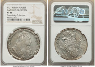 Anna Rouble 1737 XF40 NGC, Kadashevsky mint, KM197, Bit-135. Three pearls on bosom. Nine pearls in hair. Only minor surface marks, with bold details f...