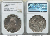 Anna Rouble 1740 XF Details (Tooled) NGC, Red mint, KM198, Bit-208 var. Dmitriev's dies. Plain cross on orb. Scratches and tooling marks on obverse, w...