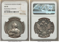 Elizabeth Rouble 1754 CПБ-IM AU50 NGC, St. Petersburg mint, KM-C19C.2, Bit-273. Mint letters beneath the bust. Portrait by Scott. Only light marks, wi...