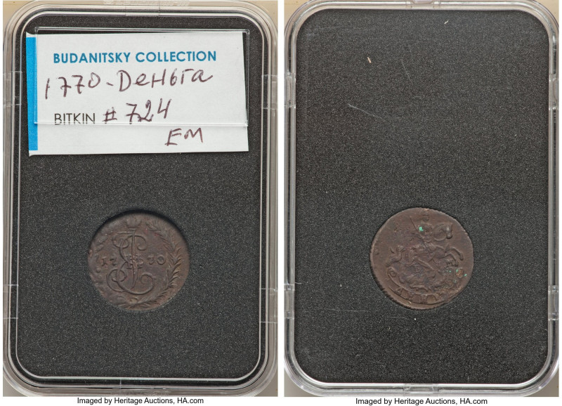 Catherine II 4-Piece Lot of Uncertified copper Dengas (1/2 Kopecks), 1) Denga 17...