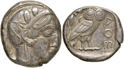 ATTICA Atene - Tetradramma (ca. 454-404 a.C.) Testa elmata di Atena a d. - R/ Civetta di fronte - S.Cop. 31 AG (g 17,19)
SPL