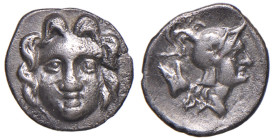 PISIDIA Selge - Obolo (350-300 a.C.) Testa di Gorgone di fronte - R/ Testa elmata di Atena a d. - S. France 1934 AG (g 0,80) Ex Artemide 53E, lotto 16...
