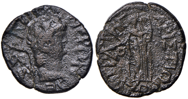 Nerone (54-68) AE (Caria) - Busto a d. - R/ Figura femminile stante - AE (g 7,85...