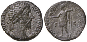 Marco Aurelio (161-180) Dupondio - Testa radiata a d. - R/ Roma stante a s. - cfr. RIC 1117 AE (g 11,20)
qBB