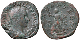 Filippo I (244-249) Sesterzio - Busto laureato a d. - R/ La Pace andante a s. - RIC 184 AE (g 17,29)
BB