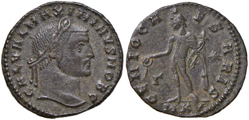 Massimino II (cesare, 305-308) Follis (Cyzicus) Testa laureata a d. - R/ Genio s...