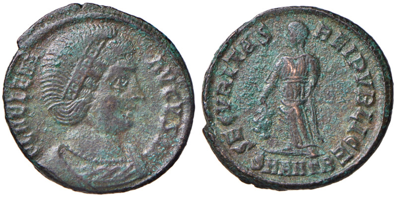 Elena (madre di Costantino) Follis (Antiochia) Busto a d. - R/ Elena stante di f...
