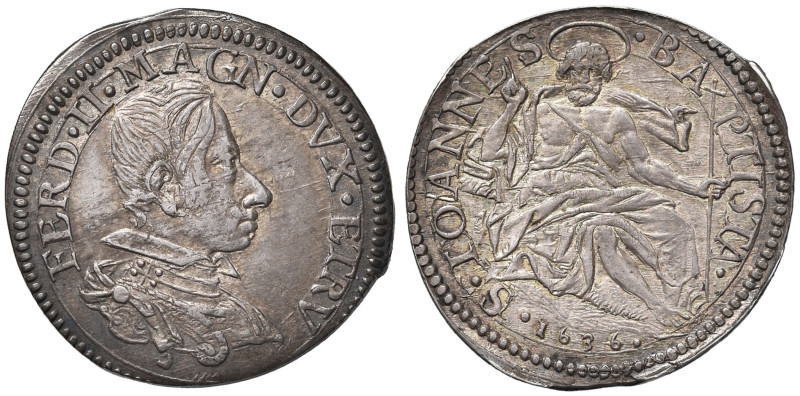 FIRENZE Ferdinando II (1621-1670) Testone 1636 - MIR 298 AG (g 9,38) R Bella pat...