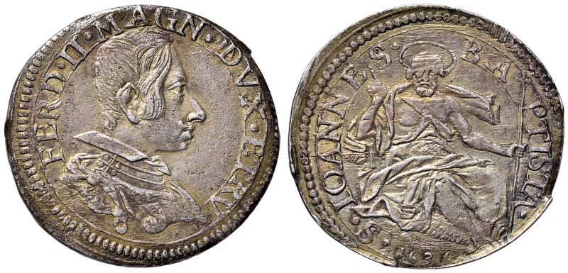 FIRENZE Ferdinando II (1621-1670) Testone 1636 - MIR 298 AG (g 9,20) R Bella pat...