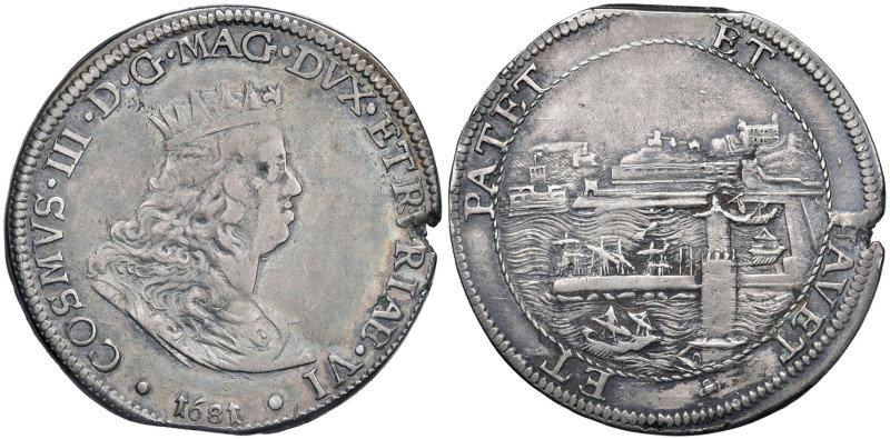 LIVORNO Cosimo III (1670-1723) Tollero 1681 - MIR 64/4 (indicato R/3) AG (g 26,7...