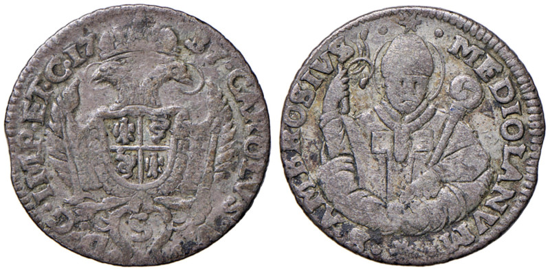 MILANO Carlo VI (1711-1740) 5 Soldi 1737 - MIR 417/4 MI (g 2,77) R
MB
