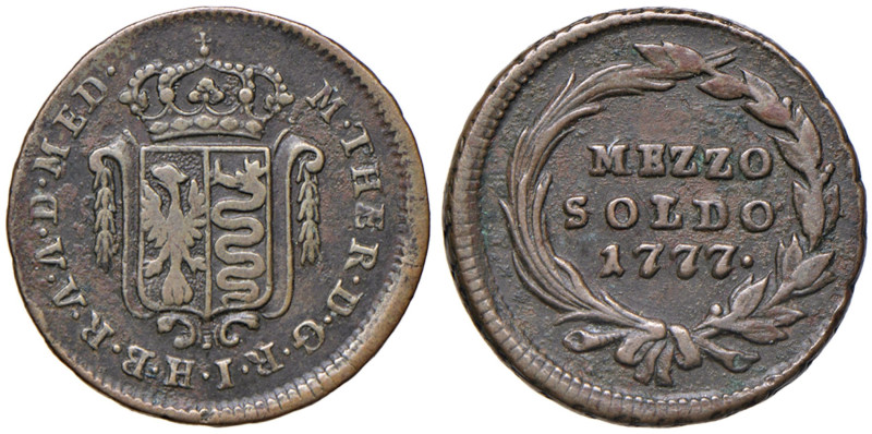 MILANO Maria Teresa (1740-1780) Mezzo soldo 1777 - MIR 441/1 CU (g 4,00)
qBB