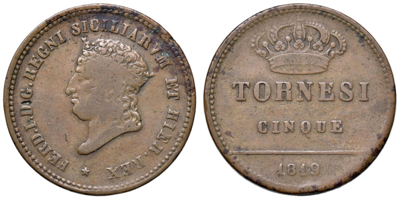 NAPOLI Ferdinando I (1816-1825) 5 Tornesi 1819 - Magliocca 456 CU (g 13,93) Depo...