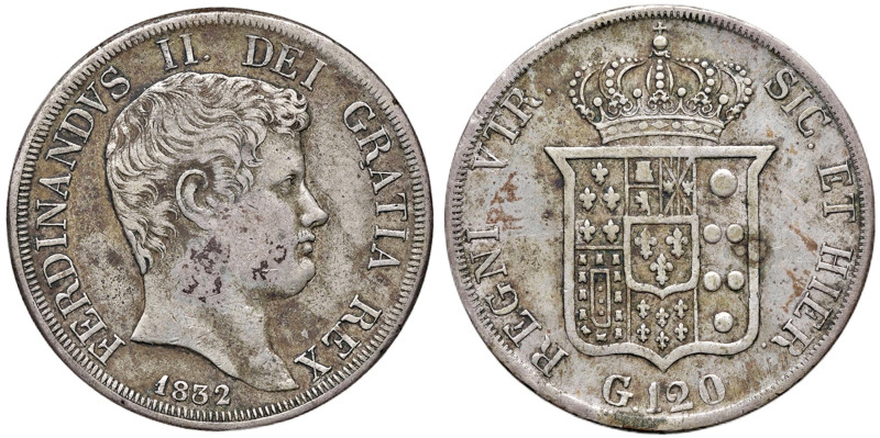 NAPOLI Ferdinando II (1830-1859) Piastra 1832 - Magliocca 537 AG (g 27,49) Depos...