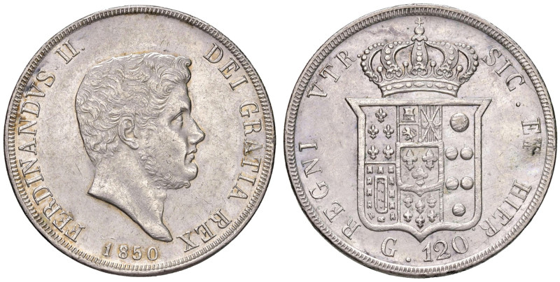 NAPOLI Ferdinando II (1830-1859) Piastra 1850 - Magliocca 558 AG (g 27,57) Graff...