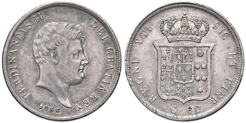 NAPOLI Ferdinando II (1830-1859) Mezza piastra 1854 - Magliocca 590 AG (g 13,73)...