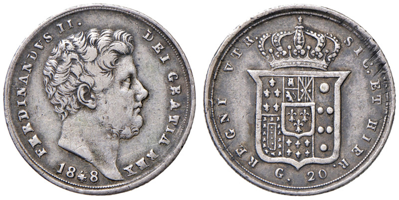 NAPOLI Ferdinando II (1830-1859) Tarì 1848 - Magliocca 614 AG (g 4,54) R Colpett...