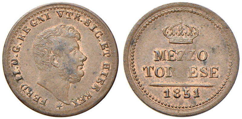 NAPOLI Ferdinando II (1830-1859) Mezzo tornese 1851 - Magliocca 800 CU (g 1,37)...