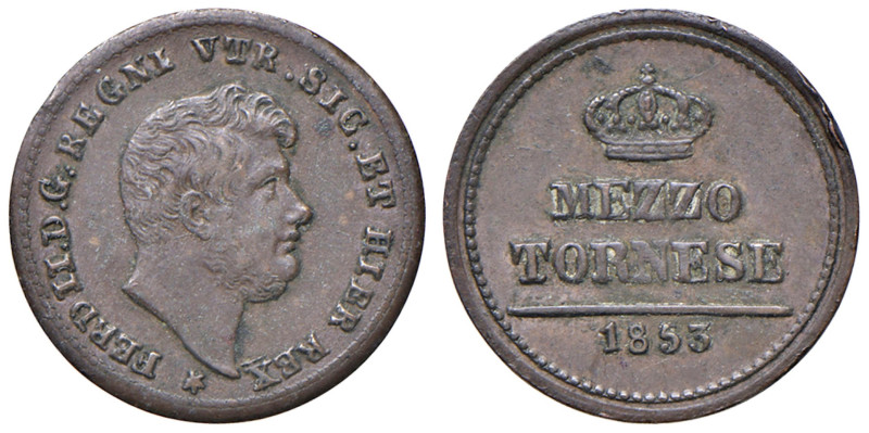 NAPOLI Ferdinando II (1830-1859) Mezzo tornese 1853 - Magliocca 802 CU (g 1,47)...