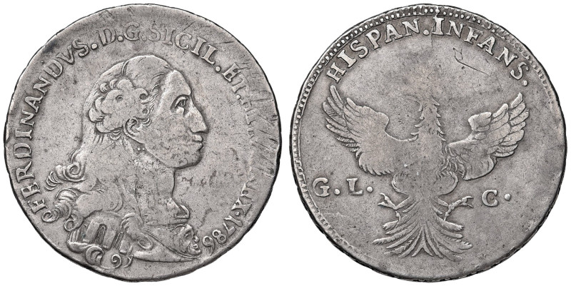 PALERMO Ferdinando III (1759-1816) 12 Tarì 1786 - MIR 600 AG (g 26,70) RR Graffi...