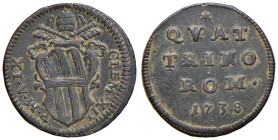 Clemente XII (1730-1740) Quattrino 1738 A. IX - CU (g 2,29) Bella qualità per questo tipo di moneta
qSPL