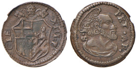 Clemente XIII (1758-1769) Gubbio - Quattrino - Munt. 55 var. III CU (g 2,03) Macchia verde al D/
SPL