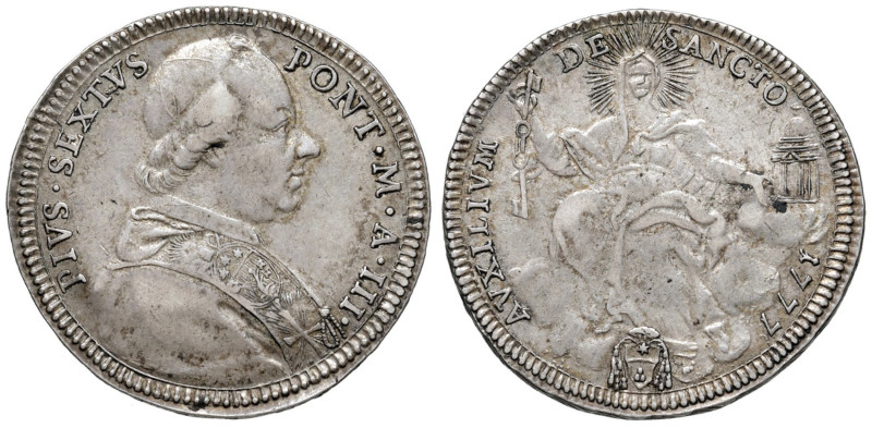 Pio VI (1774-1799) Mezzo scudo 1777 A. III - Munt. 23 AG (g 13,22)
BB