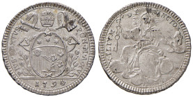Pio VI (1774-1799) Quinto di scudo 1790 A. IXV - Munt. 46a AG (g 5,33) Una modesta ossidazione al D/ ma splendido esemplare
qFDC