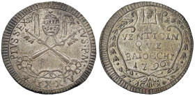 Pio VI (1774-1799) 25 Baiocchi 1796 A. XXI - Munt. 66b (ma probabilmente emessa durante la Repubblica romana) MI (g 7,82)
SPL