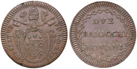 Pio VI (1774-1799) 2 Baiocchi A. XXI - Nomisma 164/172 CU (g 19,23) Piccole screpolature
BB+