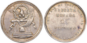 Repubblica romana (1798-1799) Medaglia XXVII Piovoso A. VII - Bruni 74 AG (g 25,31) Da montatura
MB