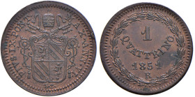 Pio IX (1846-1870) Quattrino 1851 A. VI - Nomisma 834 CU (g 1,78) Tracce di rame rosso, macchie al R/
qFDC