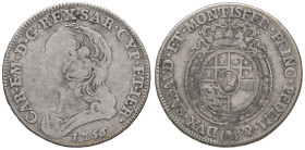 Carlo Emanuele III (1730-1773) Quarto di scudo 1756 - Nomisma 178 AG (g 8,49) Graffi al D/, depositi
MB/MB+
