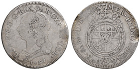Carlo Emanuele III (1730-1773) Quarto di scudo 1756 - Nomisma 178 AG (g 8,49) Piegature marginali del tondello
MB