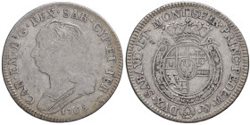 Carlo Emanuele III (1730-1773) Quarto di scudo 1768 - Nomisma 190 AG (g 8,57) RR Piccole screpolature su entrambi i lati. Segni di pulitura
MB/qBB